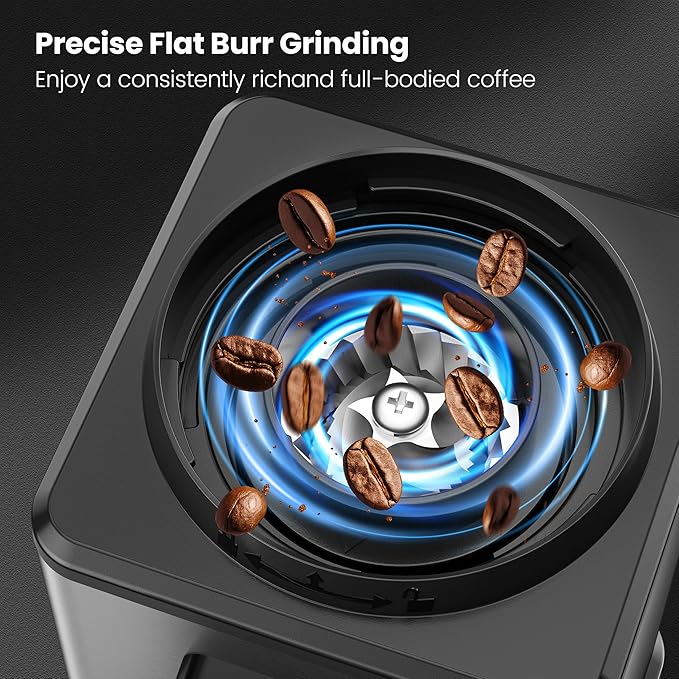 UDW Home Coffee Grinder, Conical Burr Grinder with 25 Settings, 60-Second Timer, Stainless Steel, Anti-Slip Base, Anti-Static, Easy to Clean