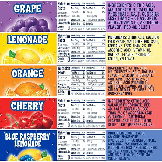 Kool-Aid Unsweetened Fruit Variety Zero Calories Powdered Drink Mix 50 Count Pitcher Packets