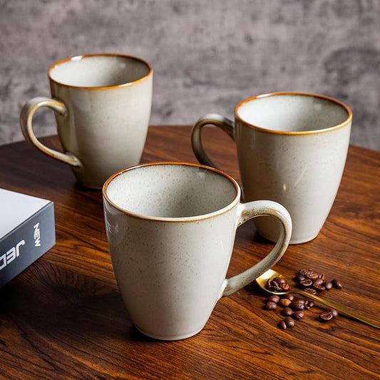 MONITO 17 OZ Coffee Mugs Set of 6, Large Ceramic Coffee Mugs，Modern Coffee Mugs Set with handle for Tea/Latte/Cappuccino/Milk/Cocoa, Funny Tea Cups for Office and Home (Gray-yellow)
