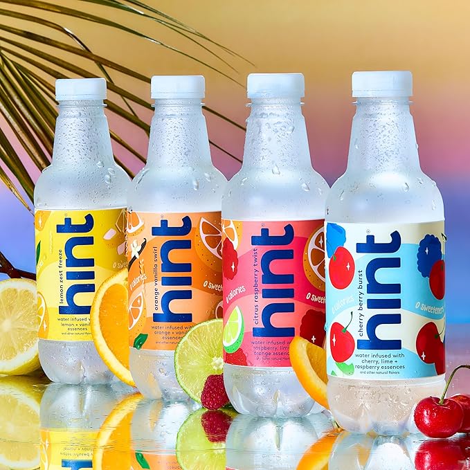 Hint Fruit-Infused Bottled Water, Summer Classics Variety Pack - Sugar Free Flavored Water with Zero Calories, Natural Fruit Essences, and No Artificial Sweeteners - 16 Fl Oz (Pack of 24)