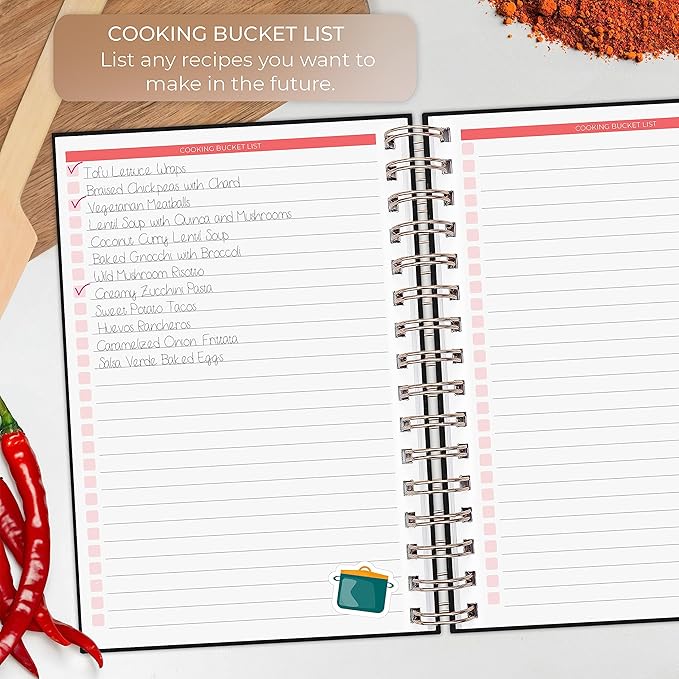 Clever Fox Recipe Book Spiral – Make Your Own Family Cookbook – Blank Recipe Notebook Organizer – Empty Cooking Journal to Write In Recipes – Medium Size, 6.3”x8.3”, Hardcover (Black)