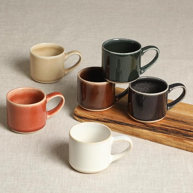 Mr. Coffee Espresso Whims 6 Piece 4 OZ Reactive Glaze Espresso Cup Set