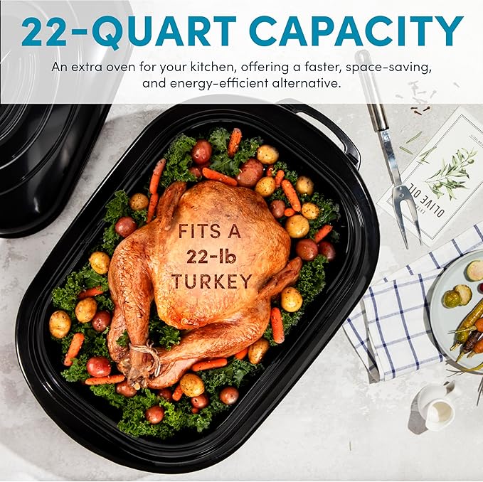 AROMA 18Qt. Roaster Oven with Self-Basting Lid, Fits 22-lb. Turkey, Adjustable Temperature Settings, Keep Warm Setting, Red (ART-718R)