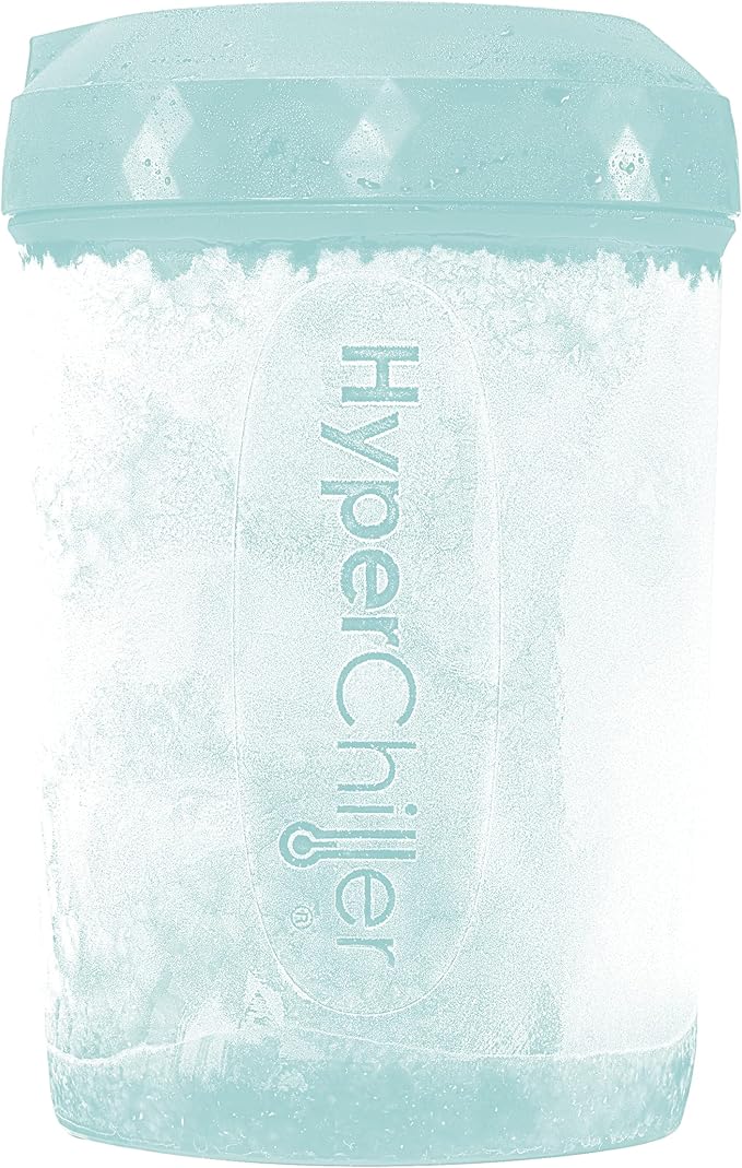 HyperChiller HC2AS Patented Iced Coffee/Beverage Cooler, NEW, IMPROVED,STRONGER AND MORE DURABLE! Ready in One Minute, Reusable for Iced Tea, Wine, Spirits, Alcohol, Juice, 12.5 Oz, Aqua Sky