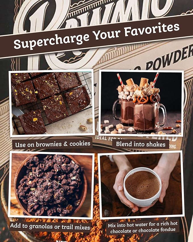Rawmio Raw Organic Cacao Powder - Nutrient-Dense with Dietary Fiber, Iron, & Calcium - Rich & Creamy Raw Cacao for Drinking or Baking - Organic Cocoa Powder Alternative - 16 oz, Pack of 3