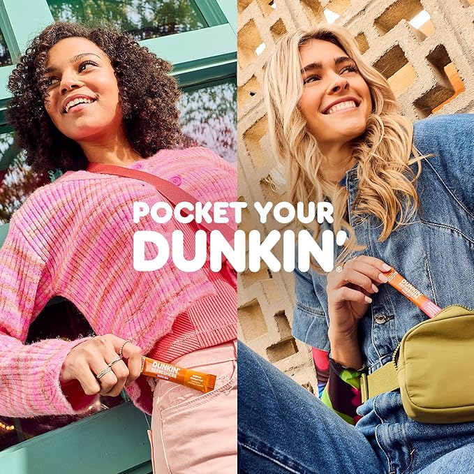 Dunkin’ Refreshers Singles To Go! Powdered drink mix packets, Peach Passionfruit Lemonade,10 packets per box Energy from Green Tea, aspartame-free, no synthetic colors, naturally and artificially flavored, just add water