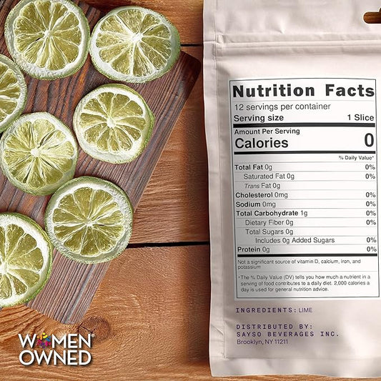 SAYSO Dehydrated Limes | Dried Fruit Slices for Cocktail or Mocktail Garnish for Drinks | Premium Quality Citrus | Single Ingredient, Hand Selected, 12 Slices