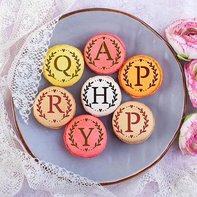Keluna Coffee Latte Art Stencils - Alphabet Letters Baking Stencils for Coffee Sour Dough Bread Template Tools Cookie Cake Décor