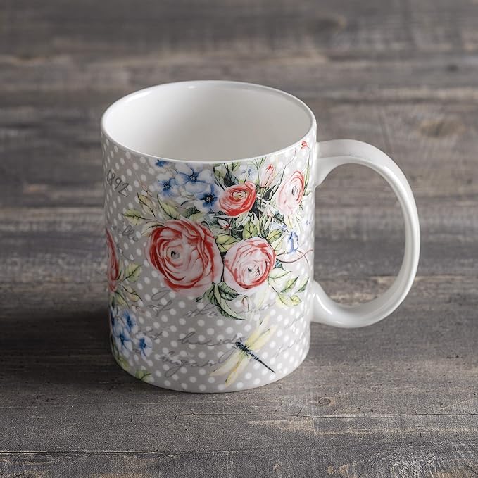 Maison d' Hermine Coffee Mug with Handles Fine Bone China Mugs Pack of One Tea Cups for Hot Beverages Cappuccino Latte Home Restaurant Office Perfect for Gift (Champ De Mars - Dotty, 12 Ounce)