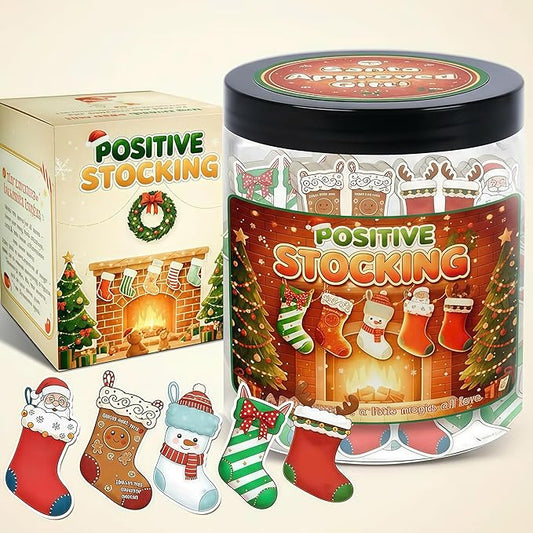 Positive Stocking Jar, Emotional Support Christmas Gift, Stocking Stuffer for Teens Women Men or Teachers, Inspiring Christmas Decor and Gifts