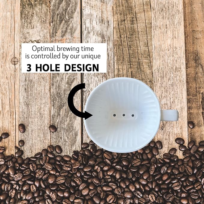 Simply Charmed Black or Golden Lab Coffee Pour Over Single Cup Ceramic Brewer with Melitta Filters 8 to 16 oz Depending on How Much Water/Grounds You Use