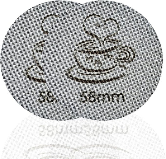 Espresso Puck Screen 58mm for Portafilter Basket, 1.7mm Thickness Made with 316 Stainless Steel, Coffee Machine Reusable Filter for Espresso Accessories (58mm *2)