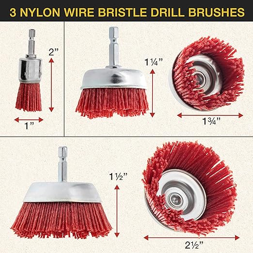 Dura-Gold 6 Piece Abrasive Filament Nylon Bristle Cup Brush Set - 1/4" Hex Drill Shank Arbor, Coarse Grit Angle Grinder Brush for Truck Bed Liner Surface Prep, Sanding, Scuffing, Rust & Paint Removal