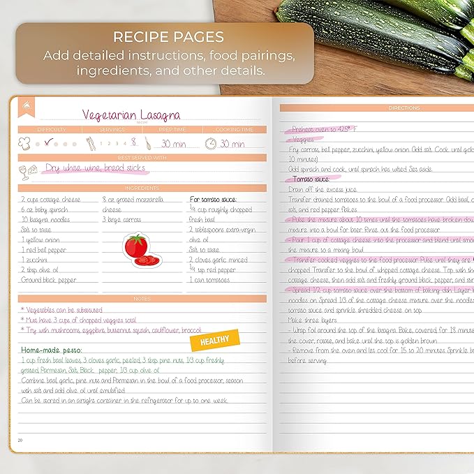 Clever Fox Recipe Book – Make Your Own Family Cookbook – Blank Recipe Notebook Organizer – Empty Cooking Journal to Write In Recipes – Large Size, 8.5”x11.2”, Hardcover, Amber Yellow