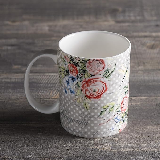 Maison d' Hermine Coffee Mug with Handles Fine Bone China Mugs Pack of One Tea Cups for Hot Beverages Cappuccino Latte Home Restaurant Office Perfect for Gift (Champ De Mars - Dotty, 15 Ounce)