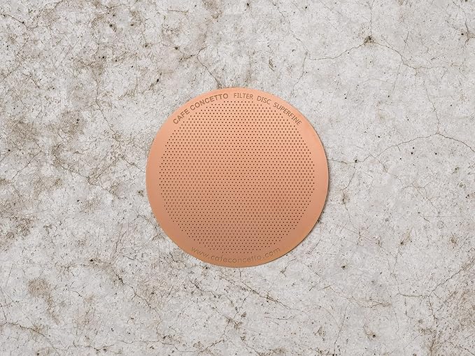 CAFE CONCETTO Filter for use in AeroPress Go/AeroPress Coffee Makers (Superfine) - Premium Replacement Disc - Reusable Metal, Titanium Coated Stainless Steel. Upgrade Your Mesh or Filter Papers