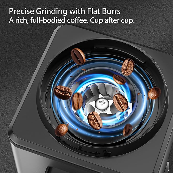 AOVSTVES Conical Burr Coffee Grinder for Home,25 Precise Grind Settings,60-Second Timer,Easy to Clean Stainless Steel Burrs,Anti-Static & Anti-Slip Base