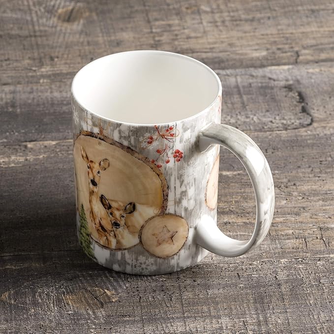 Maison d' Hermine Coffee Mug with Handles Fine Bone China Mugs Pack of One Tea Cups for Hot Beverages Cappuccino Latte Home Restaurant Office Perfect for Gift (Mountain Life - Winteralp, 12 Ounce)