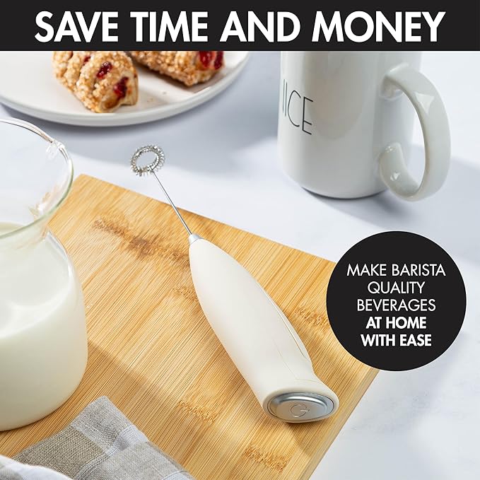 Primula Handheld Electric Milk Frother, Powerful Motored Whisk, Portable Battery-Powered Mini Drink Mixer for Latte, Cappuccino, Matcha & More, Cream