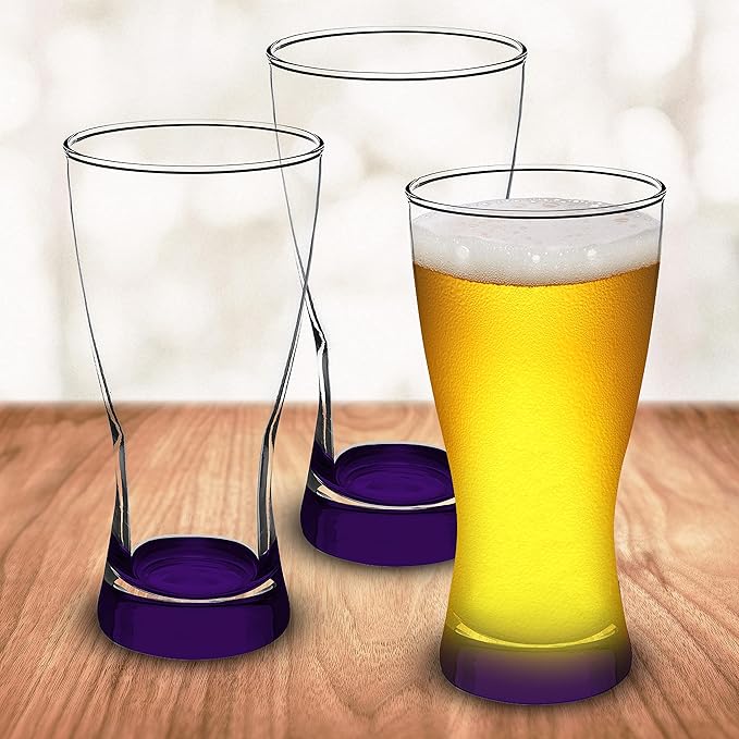 DISCOUNT PROMOS Pilsner Glasses 13.25 oz. Set of 12, Bulk Pack - Made in the USA, Perfect for Hotels, Restaurants, Bars and Even Party Favors - Purple