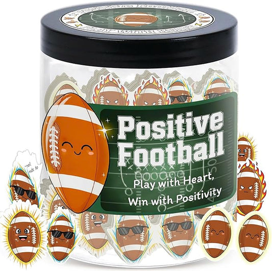 Positive Football Jar with 60 Affirmation Cards, Emotional Support Football Decor, Inspirational Present for Men and Women, Football Coach Appreciation, Birthday Gift Idea for Him or Coworker Female