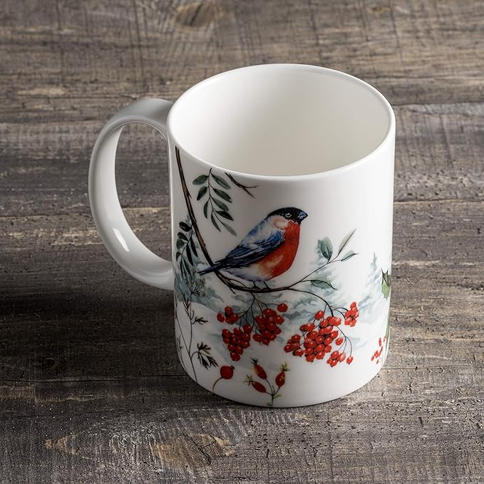 Maison d' Hermine Coffee Mug with Handles Fine Bone China Mugs Pack of One Tea Cups for Hot Beverages Cappuccino Latte Home Restaurant Office Perfect for Gift (Morzine - Morzine, 12 Ounce)