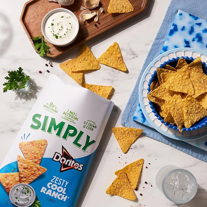 Simply, Doritos White Cheddar Nacho and Zesty Ranch Variety Pack, 0.875 Oz (Pack of 17)
