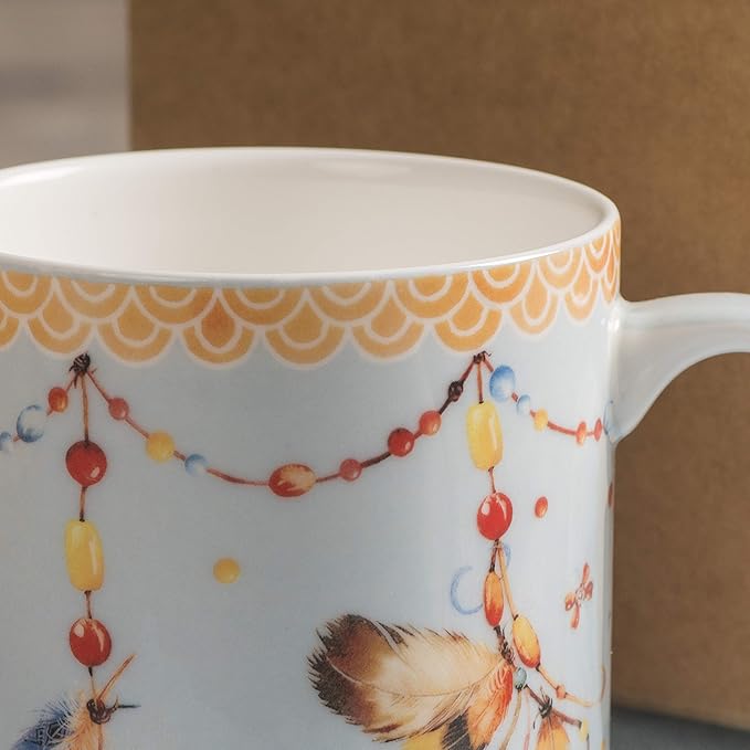 Maison d' Hermine Coffee Mug with Handles Fine Bone China Mugs Pack of One Tea Cups for Hot Beverages Cappuccino Latte Home Restaurant Office Perfect for Gift (Ibiza - Festival, 12 Ounce)