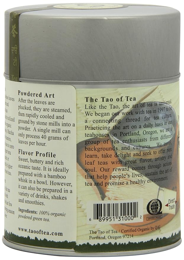 The Tao of Tea Liquid Jade Powdered Matcha Green Tea, Loose Leaf, 3 Oz