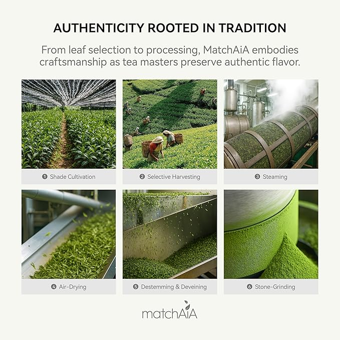 MatchAiA Organic Matcha Green Tea Powder - Premium Culinary Grade, USDA Certified, 100% Pure - Perfect for Lattes, Smoothies, Desserts and Baking - Sugar Free, Gluten Free (150g / 5.3oz Pouch)
