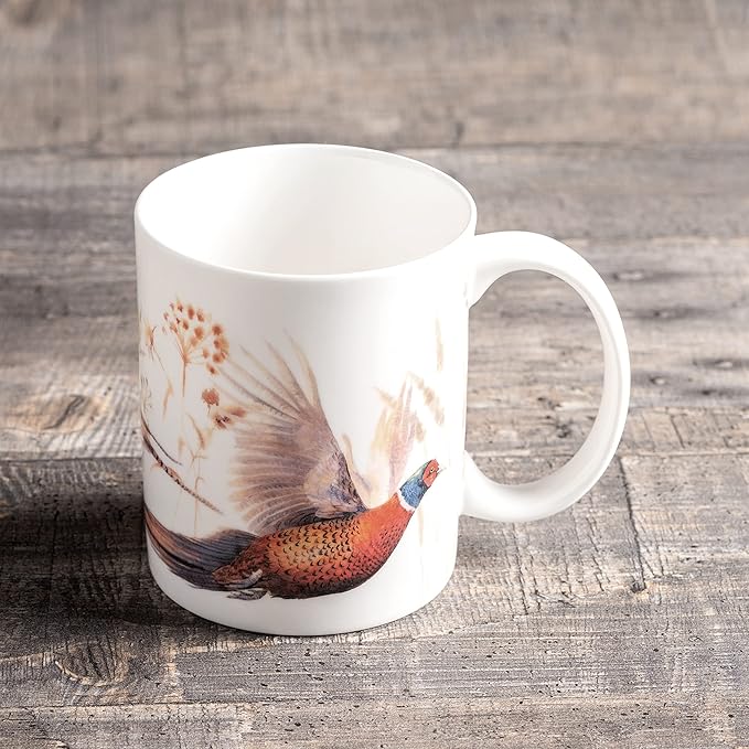 Maison d' Hermine Coffee Mug with Handles Fine Bone China Mugs Pack of One Tea Cups for Hot Beverages Cappuccino Latte Home Restaurant Office Perfect for Gift (Faisan D'Automne - Vol Libre, 12 Ounce)