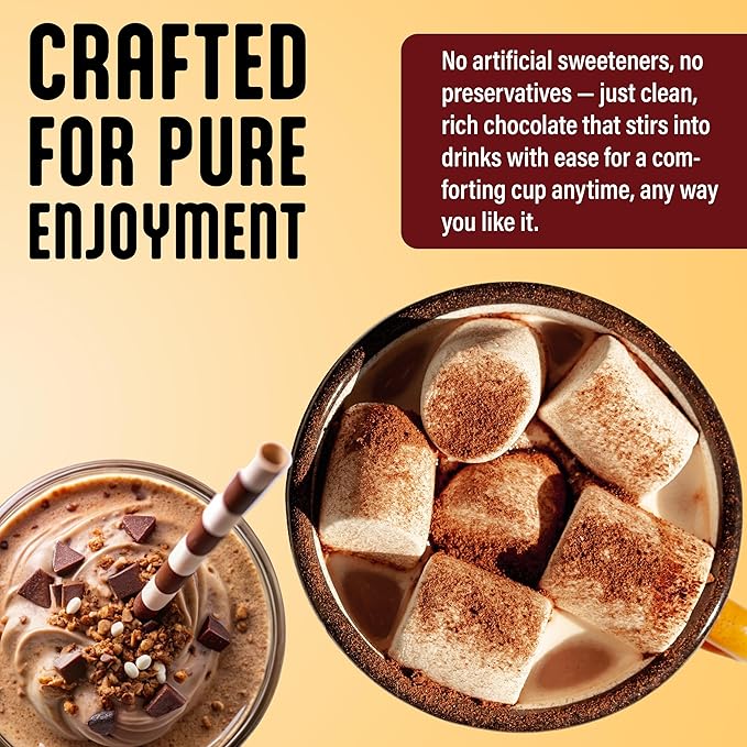 Blentte - Organic Chocolate Mix – Vegan Cocoa Powder for Coffee, Latte, Smoothies & Shakes – Dairy-Free, Gluten-Free, Non-GMO Blend with Cane Sugar & Rich Dutch Cacao – Resealable Pouch – 10 oz