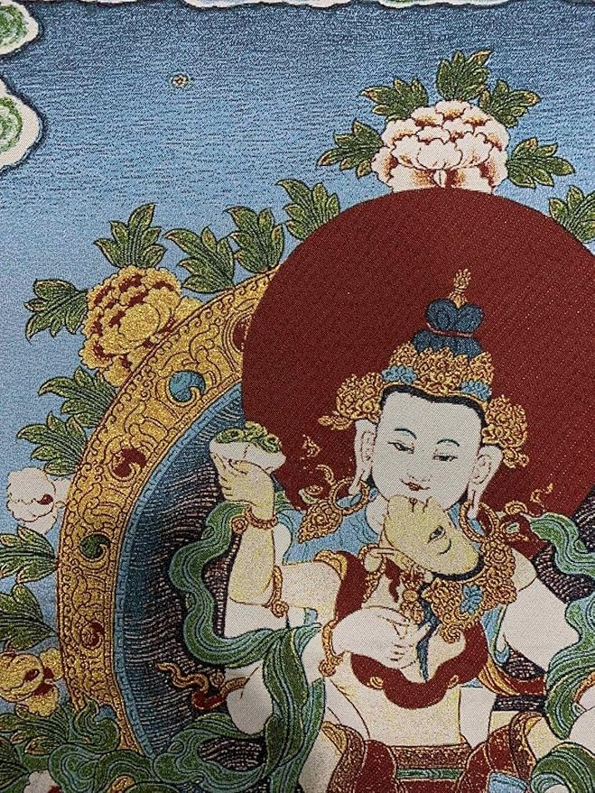 Silk Embroidey Tibetan Thangka Buddhism Tapestry Vajrasattva Double Body Tangka Fengshui Wall Hanging for Home Decor Tapestry Meditation