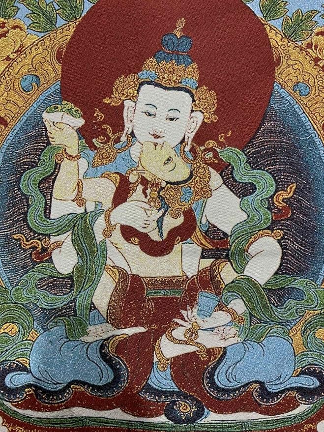 Silk Embroidey Tibetan Thangka Buddhism Tapestry Vajrasattva Double Body Tangka Fengshui Wall Hanging for Home Decor Tapestry Meditation