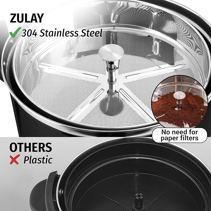 Zulay Commercial Coffee Maker - 100 Cup Coffee Percolator With Double-Wall Stainless Steel & Twist-Lock Lid - Quick Brewing Coffee Urn With Keep-Warm Mode For Events & Catering - Black