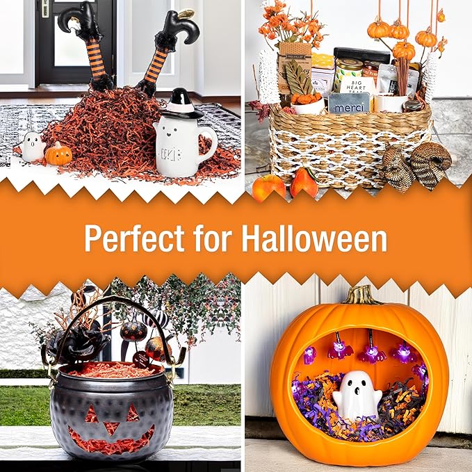 FRILLZ Crinkle Cut Paper Shred Filler for Baskets, Gifts, Packing and Protecting your Halloween, Fall Festival, Birthday and other events (1/2 pound, Candy Corn)