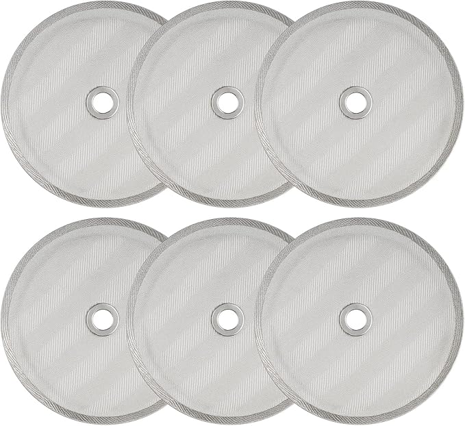 6 Pack French Press Replacement Filter Screens - 4 Inch Stainless Steel Mesh with Metal Center Ring for 34 Oz, 1000ml, 8 Cup French Press Coffee and Tea Makers