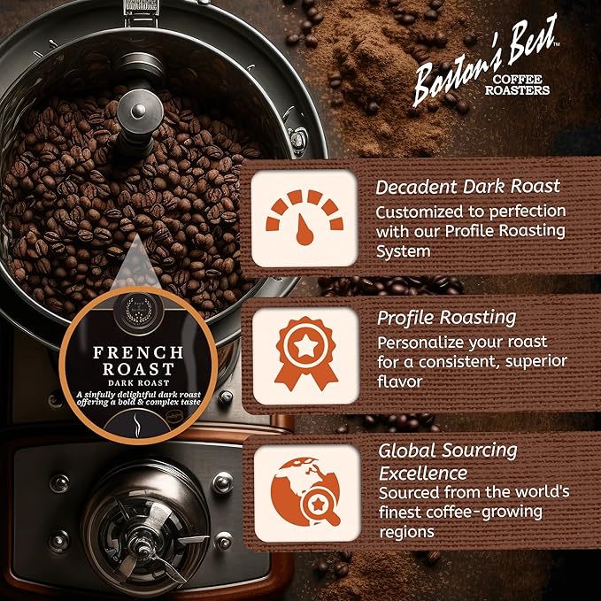 Boston’s Best Coffee - Rich & Bold French Roast Gourmet Delicious Dark Roast Premium Ground Coffee, 11 oz. / 311 g Bag