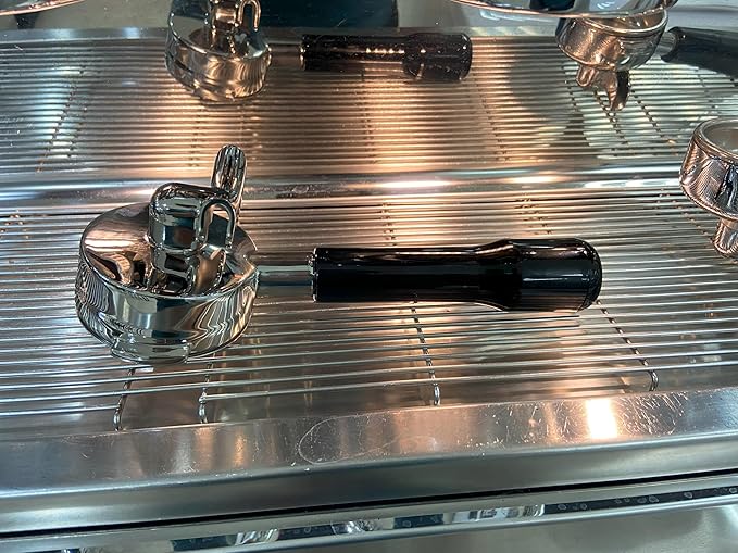 58mm Double Spout Portafilter Compatible with La Marzocco Espresso Machine Stainless Steel Espresso Portafilter with Double Shot Filter Basket Espresso Accessories-Handle Plastic