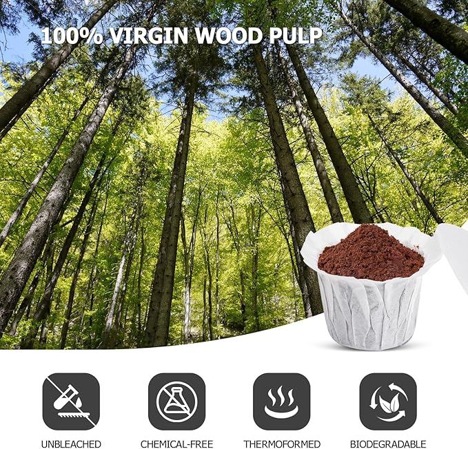 Pro Mael Disposable K Cup Coffee Filters with Lid, Coffee Filter Paper for Keurig Brewers Single Serve 1.0 and 2.0, Use with Resusable K Cup Pods, White (200 Count)