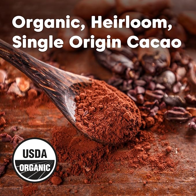 Wilderness Poets, Organic Cacao Powder. Raw, Unsweetened, 100% Peruvian Heirloom Cacao (Criollo Variety) - 4 Pound (Pack of 5) Bulk Size