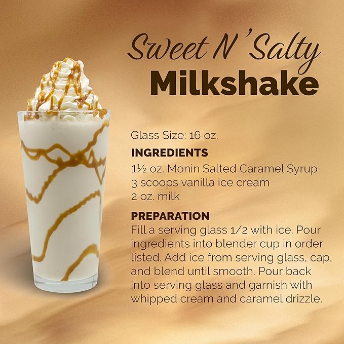 Monin - Salted Caramel Syrup, Natural Flavors, Great for Mochas, Lattes, Smoothies, Shakes, and Cocktails, Non-GMO, Gluten-Free (750 ml)