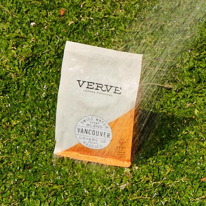 Verve Whole Bean Coffee | Vancouver Swiss Water | Decaf Coffee | Medium Roast | Espresso Coffee | Direct Trade | Resealable Pouch | Enjoy Hot or Cold Brew | 12oz Bag