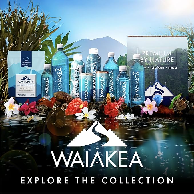 Waiākea - Hawaiian Volcanic Water - Naturally Alkaline Water - pH Range 7.6 to 8.2 - All Natural Minerals & Electrolytes - 100% Recycled Water Bottles - Bottled Water 24 Pack - 16.9 Fl Oz, 500 mL