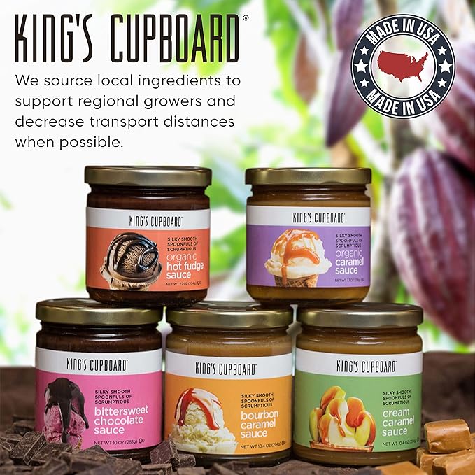 King's Cupboard Bourbon Caramel Sauce - The Perfect Sauce for Ice Cream, Fruit Dip, Topping Desserts, Caramel Drizzle for Coffee - Gluten-Free, Kosher, All Natural Ingredients, Made in USA 10.4 oz - Pack 2