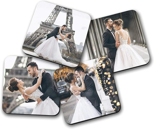 Smile Art Design Upload 6 Images Custom Coaster Print with Your Photos 6 Piece Set Glossy Vibrant Hardboard Personalized Photo Collage Picture Photo Prints Personalized Gifts Wedding Gift Decoration
