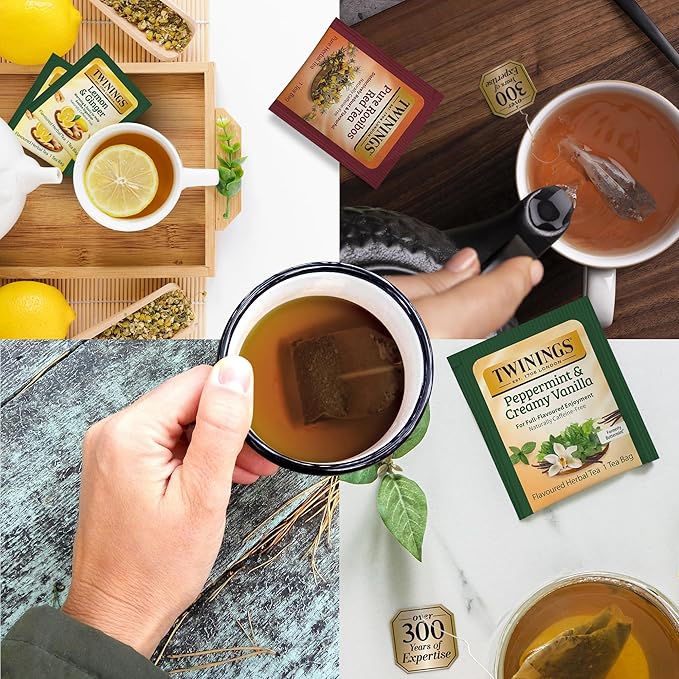 Twinings 48 Tea Bags Herbal Variety Pack – 12 Herbal Flavors with 20 Honey Sticks, Perfect Tea Gift Set for Any Occasion