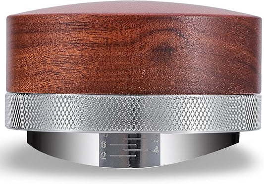 KNODOS Espresso Distribution Tool 58.5mm Wooden Coffee Distributor Adjustable Depth Stainless Steel Espresso Leveler Premium Espresso Machine Accessories For Coffee Bar