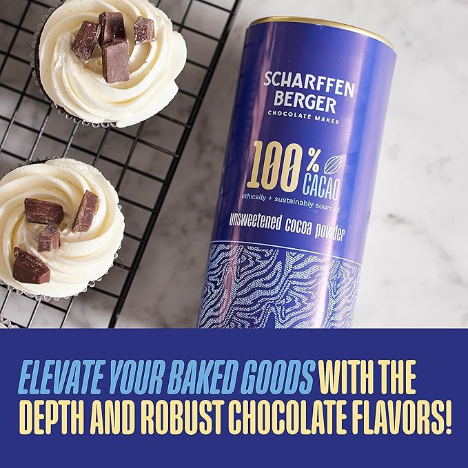 Scharffen Berger 100% Cacao Unsweetened Dark Chocolate Cocoa Powder (6 Ounce, Pack of 1) - Gluten Free, Non GMO, Natural Chocolate Powder