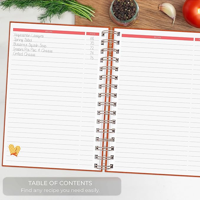 Clever Fox Recipe Book Spiral – Make Your Own Family Cookbook – Blank Recipe Notebook Organizer – Empty Cooking Journal to Write In Recipes – Medium Size, 6.3”x8.3”, Hardcover (Orange)